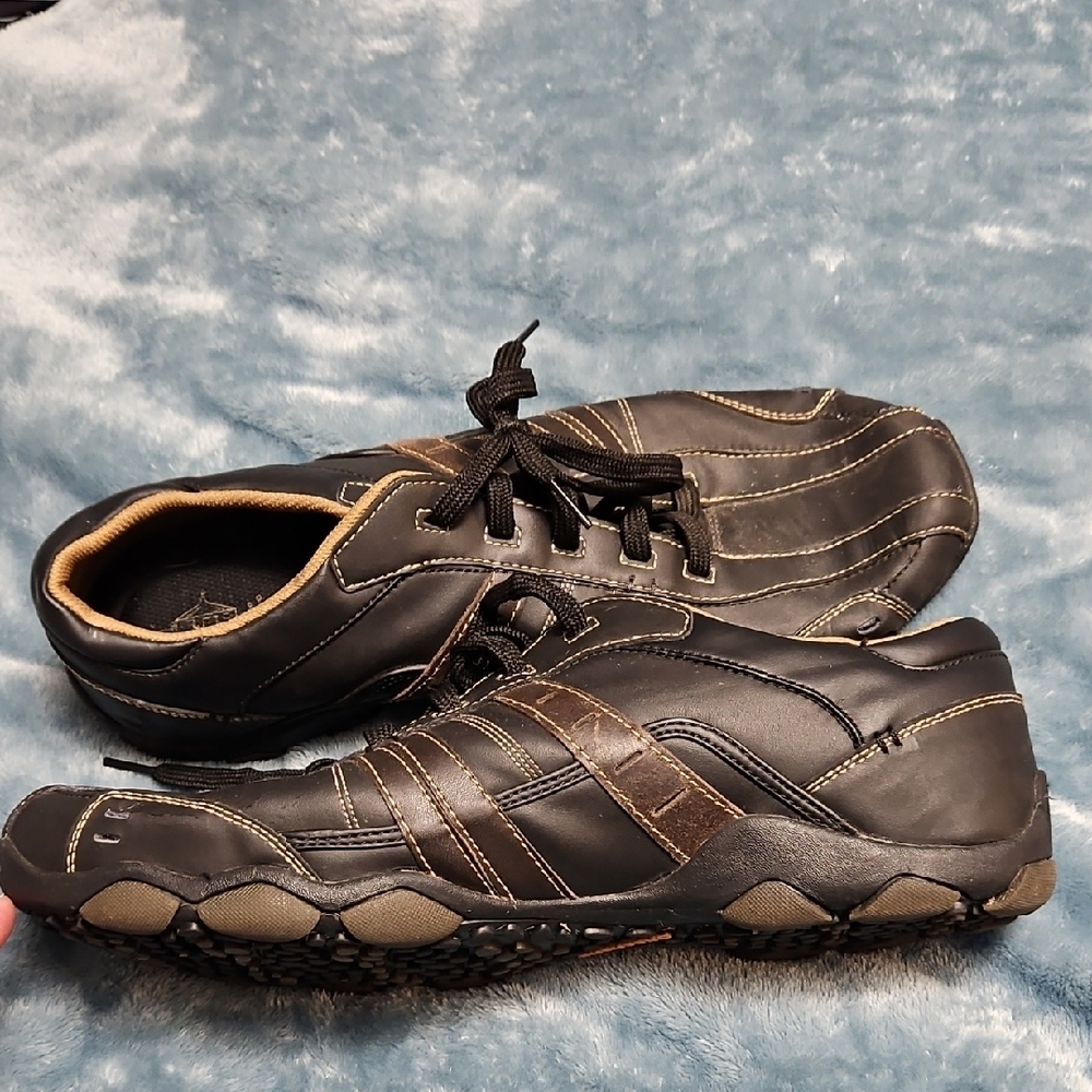Skechers Black and Brown Athletic Shoes with Comfort Padding - Picture 4 of 5